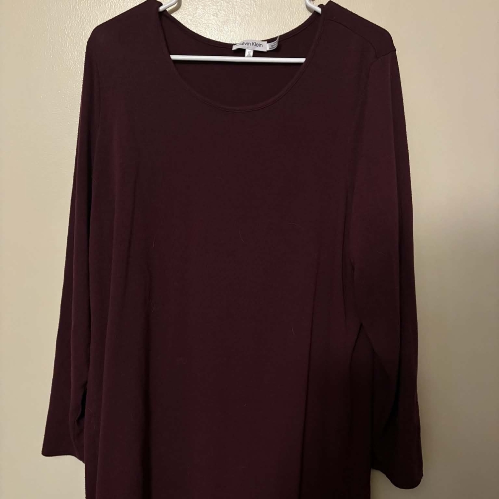 Calvin Klein Deep Burgundy Long Sleeve Top